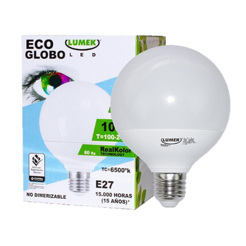 Bombillo LED Lumek E27 Eco Globo 10W 6500K